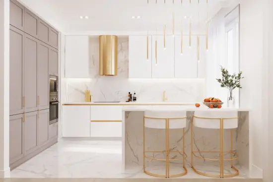 Кухня Тальк Силк Анис профиль Gola 2400х3000